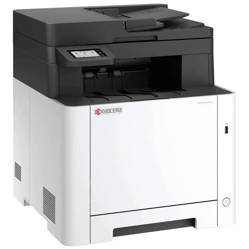 МФУ Kyocera МФУ лазерное ECOSYS MA2101cwfx (A4), цветное, Printer/Scanner/Copier/Fax, 1200x1200 dpi, 21 ppm, 1 GB, 1 GHz, tray 50+250 sheets, ADF 50 sheets, USB+Ethernet+Wi-Fi, Duplex, 2.7" touchscreen, drum 100k, starter toner (110C223NL1)