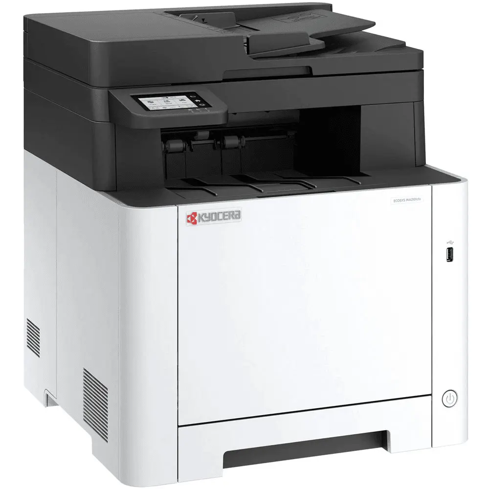 МФУ Kyocera МФУ лазерное ECOSYS MA2101cfx (A4), цветное, Printer/Scanner/Copier/Fax, 1200x1200 dpi, 21 ppm, 1 Gb, 1 GHz, tray 50+250 sheets, ADF 50 sheets, USB+Ethernet, Duplex, 2.7" touchscreen, drum 100k, starter toner (110C233NL0)