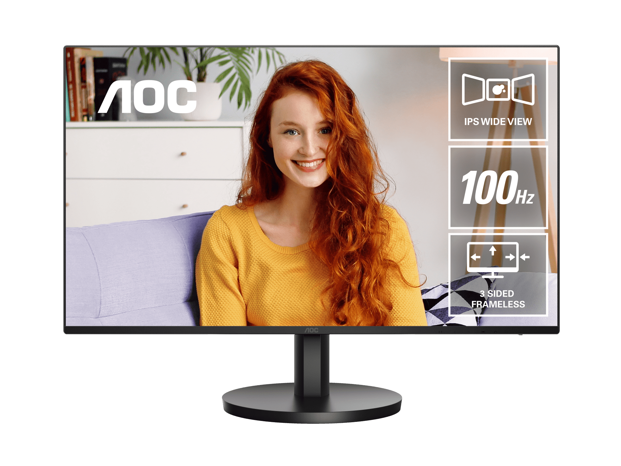 Монитор жидкокристаллический AOC 24B3HA2/01 LCD 23,8'' 16:9 1920х1080(FHD) IPS, 100 Hz, 250 cd/m2, H178°/V178°, 1300:1, 16.7M, 4ms, HDMI, VGA, AS, черный,