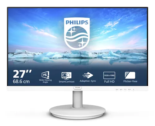 Монитор жидкокристаллический PHILIPS 271V8AW/01 LCD 27'' 16:9 1920х1080(FHD) IPS, 75 Hz, 250 cd/m2, H178°/V178°, 1300:1, 16.7M, 4ms, HDMI, VGA, белый