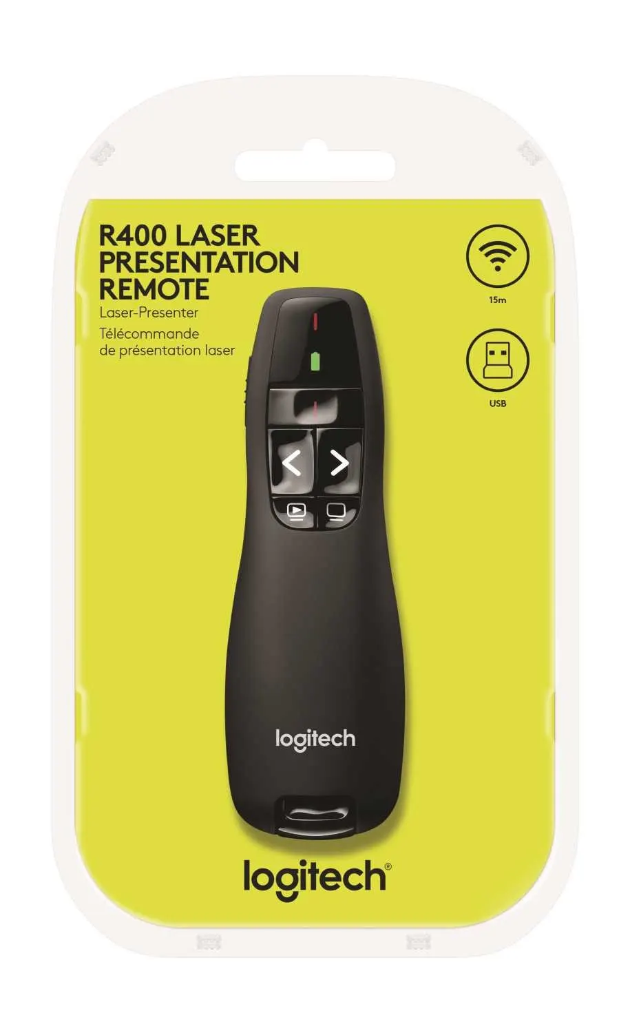 Презентер Logitech R400 (черный, 2.4 GHz, 2 батареи типа AAA, футляр для переноски) (M/N: R-R0008 / C-U0014)