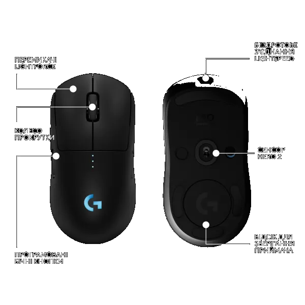 Мышь Logitech игровая беспроводная G PRO X SUPERLIGHT 2 LIGHTSPEED чёрная (910-006630)