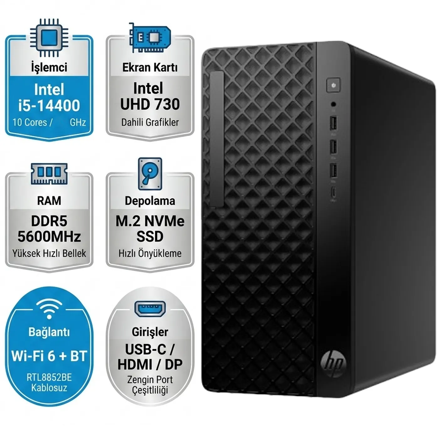 Рабочая станция HP ProDesk 2 G1i E TWR-BaseUnitIDS / i5-14400 / 16GB DDR5 / 512GB SSD / DOS (B6HP2ES)
