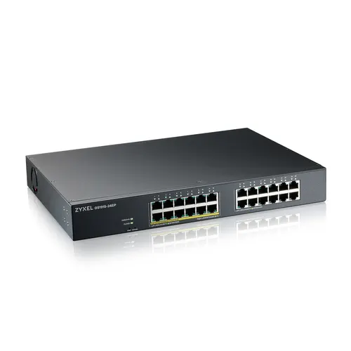 Коммутатор ZyXEL Smart L2 Gigabit PoE Switch NebulaFlex GS1915-24EP, 24xRJ-45: 1G (12x PoE+), 130W PoE budget, rack 19" (GS1915-24EP-EU0101F)