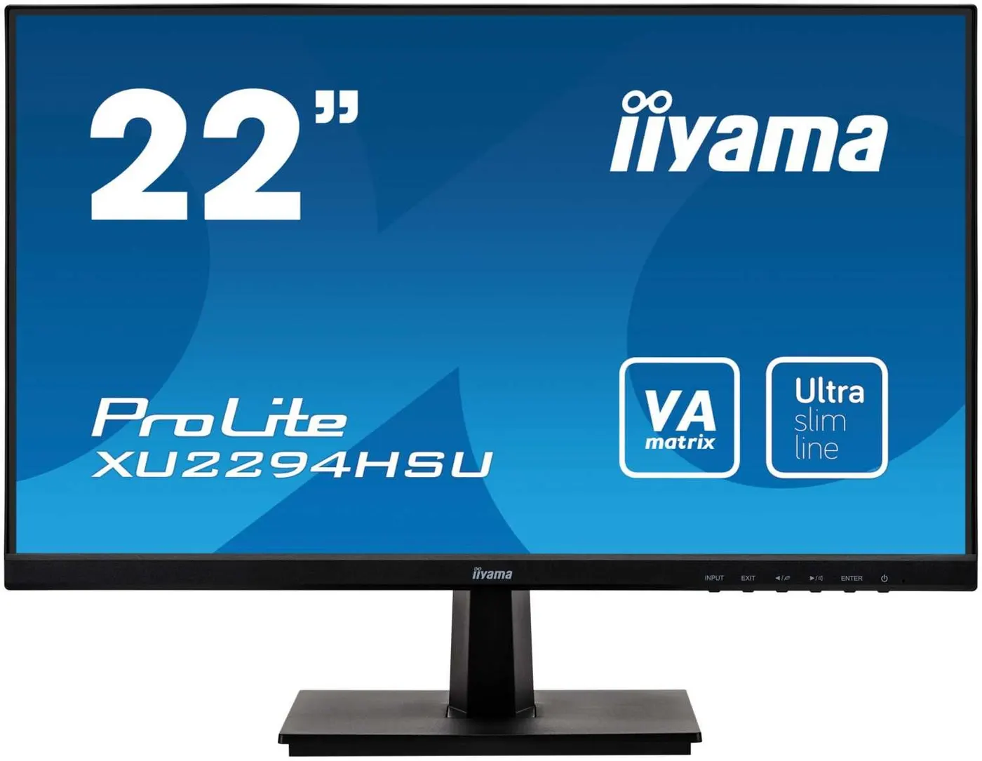 Монитор IIYAMA LCD 21.5'' 16:9 1920х1080(FHD) VA, 250cd/m2, 3000:1, 80M:1, 4ms, VGA, HDMI, DP, USB-Hub, Tilt, Speakers, 3Y, чёрная (XU2294HSU-B1)